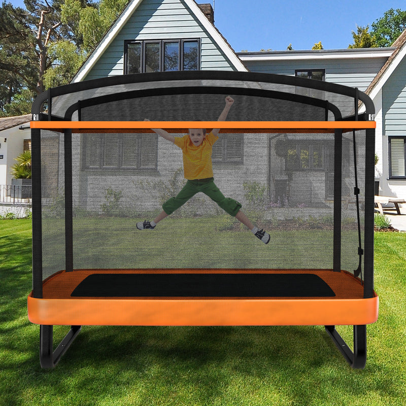 Costway - 6 Feet Kids Entertaining Trampoline with Swing Safety Fence-Orange