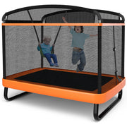 Costway - 6 Feet Kids Entertaining Trampoline with Swing Safety Fence-Orange
