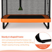 Costway - 6 Feet Kids Entertaining Trampoline with Swing Safety Fence-Orange