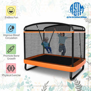 Costway - 6 Feet Kids Entertaining Trampoline with Swing Safety Fence-Orange
