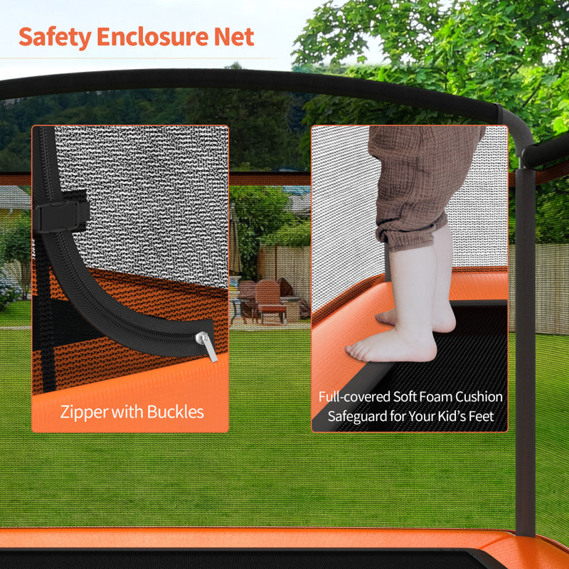 Costway - 6 Feet Kids Entertaining Trampoline with Swing Safety Fence-Orange