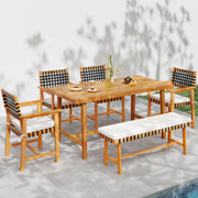 Costway - 6-Piece Patio Dining Set for 5-6 People Farmhouse Furniture