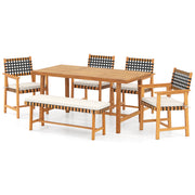 Costway - 6-Piece Patio Dining Set for 5-6 People Farmhouse Furniture