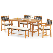 Costway - 6-Piece Patio Dining Set for 5-6 People Farmhouse Furniture