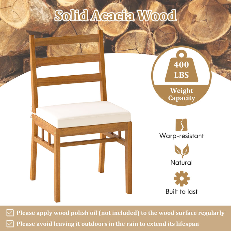 Costway - 6 Pieces Patio Acacia Wood Dining Set with Bench Rectangular Table and Chairs