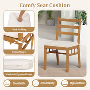 Costway - 6 Pieces Patio Acacia Wood Dining Set with Bench Rectangular Table and Chairs