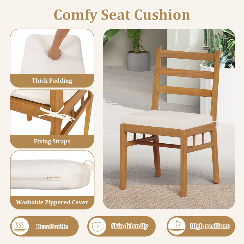 Costway - 6 Pieces Patio Acacia Wood Dining Set with Bench Rectangular Table and Chairs