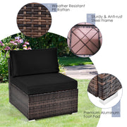 Costway - 6 Pieces Patio Rattan Furniture Set with Cushions and Glass Coffee Table-Black