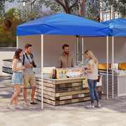 Costway - 6 x 4 FT Pop-Up Canopy Tent with 1 Half Sidewall Easy Setup Folding Outdoor Sun Shelter-Blue