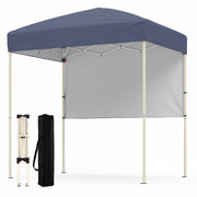 Costway - 6 x 4 FT Pop-Up Canopy Tent with 1 Half Sidewall Easy Setup Folding Outdoor Sun Shelter-Gray