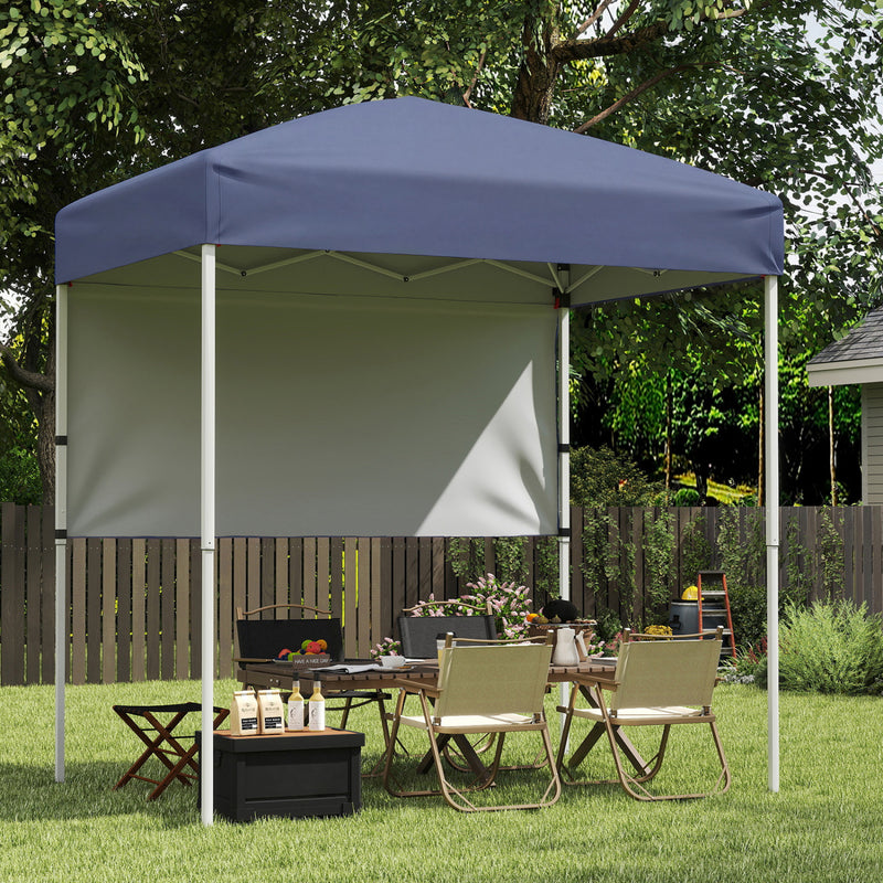 Costway - 6 x 4 FT Pop-Up Canopy Tent with 1 Half Sidewall Easy Setup Folding Outdoor Sun Shelter-Gray