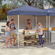 Costway - 6 x 4 FT Pop-Up Canopy Tent with 1 Half Sidewall Easy Setup Folding Outdoor Sun Shelter-Gray