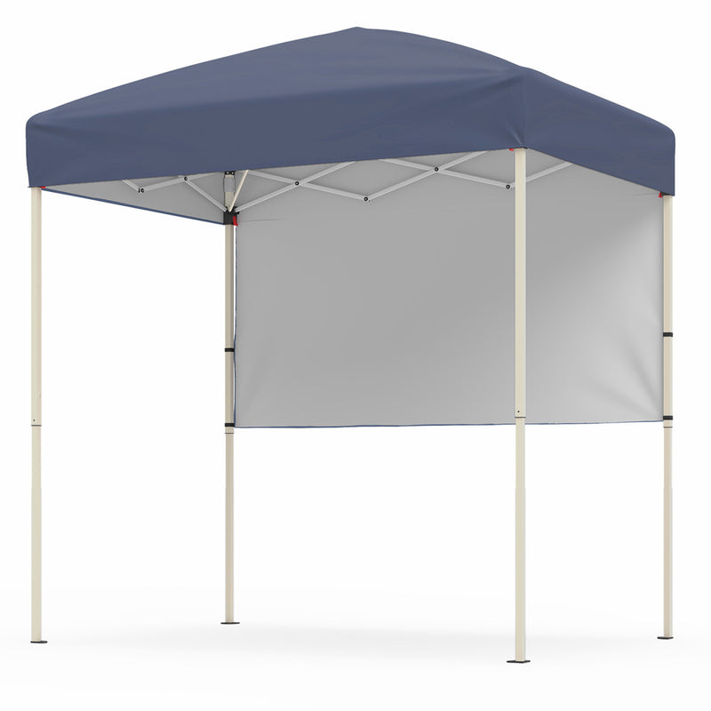 Costway - 6 x 4 FT Pop-Up Canopy Tent with 1 Half Sidewall Easy Setup Folding Outdoor Sun Shelter-Gray