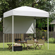 Costway - 6 x 4 FT Pop-Up Canopy Tent with 1 Half Sidewall Easy Setup Folding Outdoor Sun Shelter-White