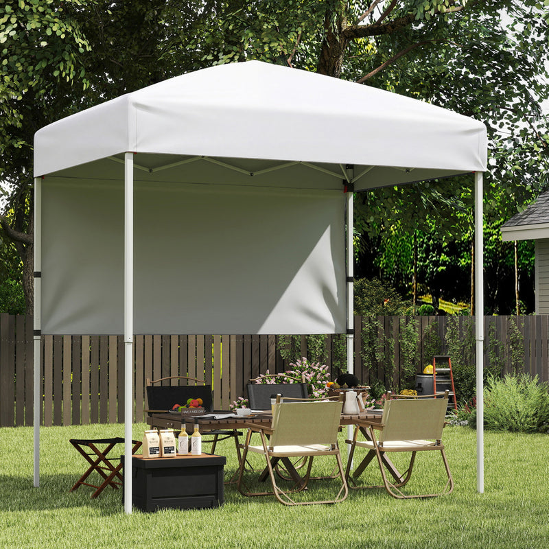Costway - 6 x 4 FT Pop-Up Canopy Tent with 1 Half Sidewall Easy Setup Folding Outdoor Sun Shelter-White