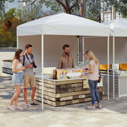 Costway - 6 x 4 FT Pop-Up Canopy Tent with 1 Half Sidewall Easy Setup Folding Outdoor Sun Shelter-White