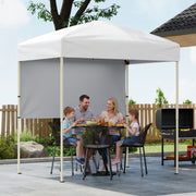 Costway - 6 x 4 FT Pop-Up Canopy Tent with 1 Half Sidewall Easy Setup Folding Outdoor Sun Shelter-White