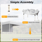 Costway - 6 x 4 FT Pop-Up Canopy Tent with 1 Half Sidewall Easy Setup Folding Outdoor Sun Shelter-White