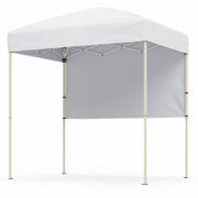 Costway - 6 x 4 FT Pop-Up Canopy Tent with 1 Half Sidewall Easy Setup Folding Outdoor Sun Shelter-White