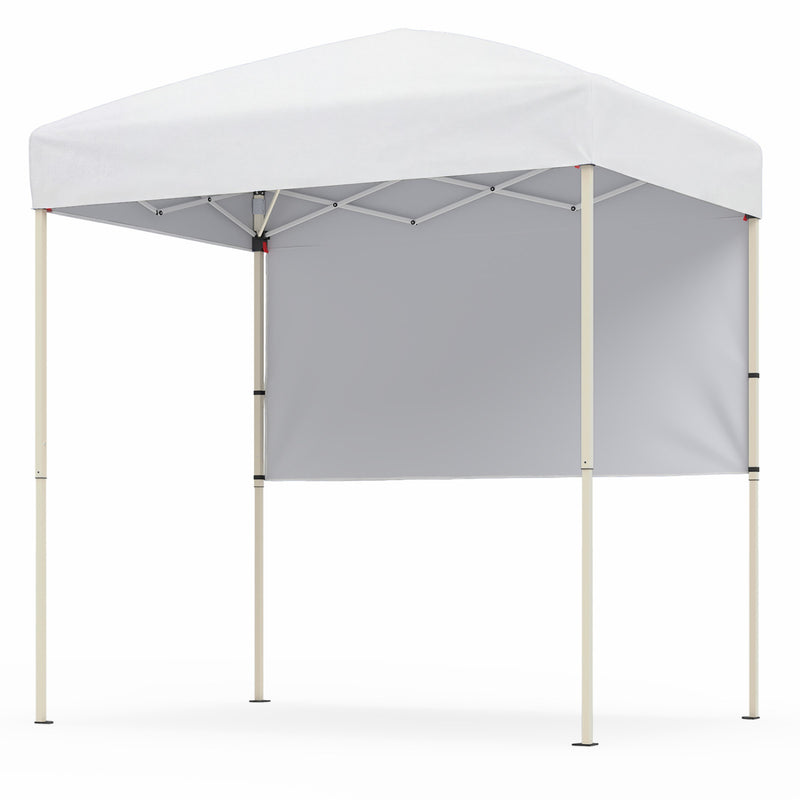 Costway - 6 x 4 FT Pop-Up Canopy Tent with 1 Half Sidewall Easy Setup Folding Outdoor Sun Shelter-White