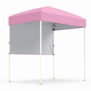 Costway - 6 x 4 FT Pop-Up Canopy Tent with 1 Half Sidewall Easy Setup Folding Outdoor Sun Shelter-Pink
