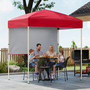 Costway - 6 x 4 FT Pop-Up Canopy Tent with 1 Half Sidewall Easy Setup Folding Outdoor Sun Shelter-Red
