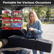 Costway - 6 x 4 FT Pop-Up Canopy Tent with 1 Half Sidewall Easy Setup Folding Outdoor Sun Shelter-Red