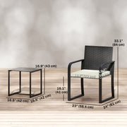 Outsunny - Outdoor Bistro Set, 3 Piece Wicker Patio Furniture with Mesh Seat, Glass Table, Cushions for Porch, Balcony, Cream White