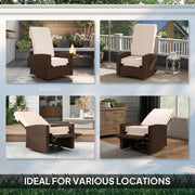 Outsunny - Outdoor Rattan Wicker Lounge Chair with Footrest & Soft Cushion for Patio, Garden, Backyard, Cream White