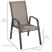 Outsunny - Set of 4 Outdoor Dining Chairs, Heavy Duty Stackable Patio Dining Set with Armrests for Balcony Garden, Grey