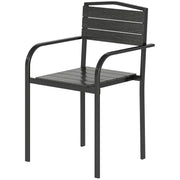 Outsunny - Stackable Patio Chairs Set of 4, Outdoor Dining Chairs with Slatted HDPE Seat, Armrests for Garden, Backyard, Black