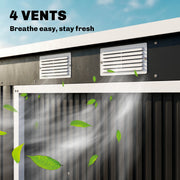 7 x 4ft Galvanised Steel Garden Shed, with Foundation Kit - Dark Grey