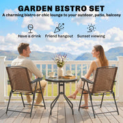 Outsunny - Folding Outdoor Bistro Set, Patio Table and Chairs with Reclining Backrest and Round Dining Table, Brown