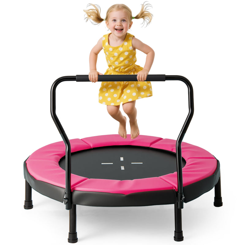 Costway - 40 Inch Trampoline for Kids Indoor Outdoor Fitness Trampoline-Pink