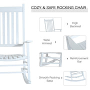 Outsunny - Wooden White Porch Rocking Chair Patio Rocking Single Leisure Reclining Seat Armchair