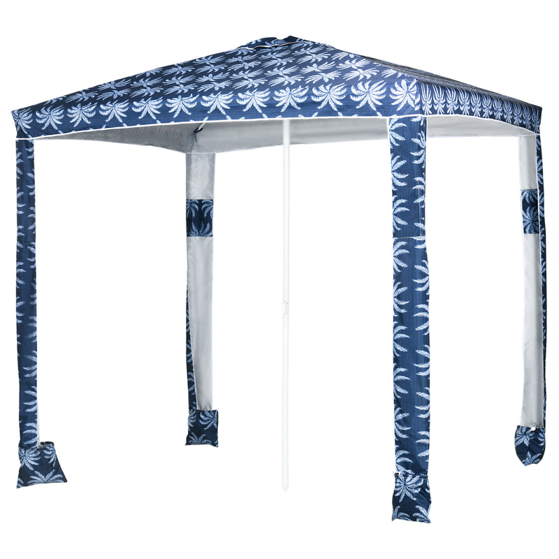 Outsunny - Beach Umbrella, 6.5' Easy-Assembly Sun-Shade Shelter with Sandbags and Carry Bag, Cool UV50+, Dark Blue — 84D-220V00DB