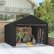 6.6' x 7.8' Portable Shed, Waterproof Bike Tent with Roll-up Zipper Door and Reinforced Galvanised Steel Frame, Black