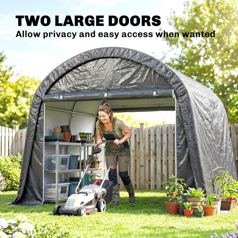 10' x 10' Outdoor Storage Tent, Heavy Duty and Waterproof Portable Shed for Bike, Motorcycle & Garden Tools