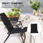 Outsunny - Set of 2 Outdoor Folding Chairs with Adjustable Backrest, Padded Camping Chairs for Outdoor Events, Black