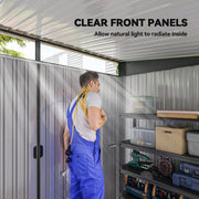 9' x 6.5' Outdoor Metal Garden Shed Utility Tool Storage Steel Backyard House, Dark Grey