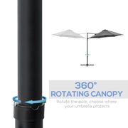 8.5FT Outdoor Cantilever Roma Parasol with 360° Rotation and Cross Base, Offset Patio Umbrella for Garden, Dark Grey