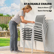 Outsunny - 7 Piece Garden Dining Set, Garden Furniture Set with Rectangle Table and 6 Stackable Chairs