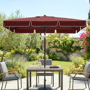 6.5x4ft Rectangle Patio Umbrella Aluminum Tilt Adjustable Garden Parasol Sun Shade Outdoor Canopy Wine Red