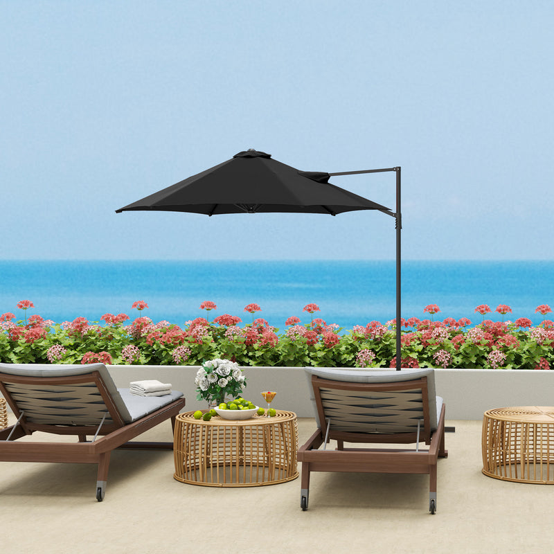 8.5FT Offset Patio Umbrella 360° Rotation Cantilever Parasol Outdoor Cantilever Roma Parasol Φ100.8" x 96.5"H Black