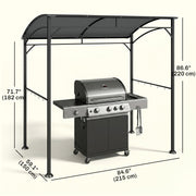Outsunny - 7' x 5' Garden Grill Canopy, BBQ Grill Gazebo Tent with Steel Frame and Hooks, Outdoor Sun Shade, Charcoal Grey