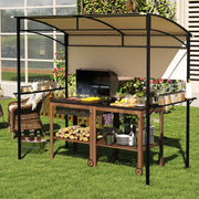 Costway - 7.8 x 4.4 FT Outdoor Patio BBQ Canopy with Metal Shelves and Bottle Openers-Beige