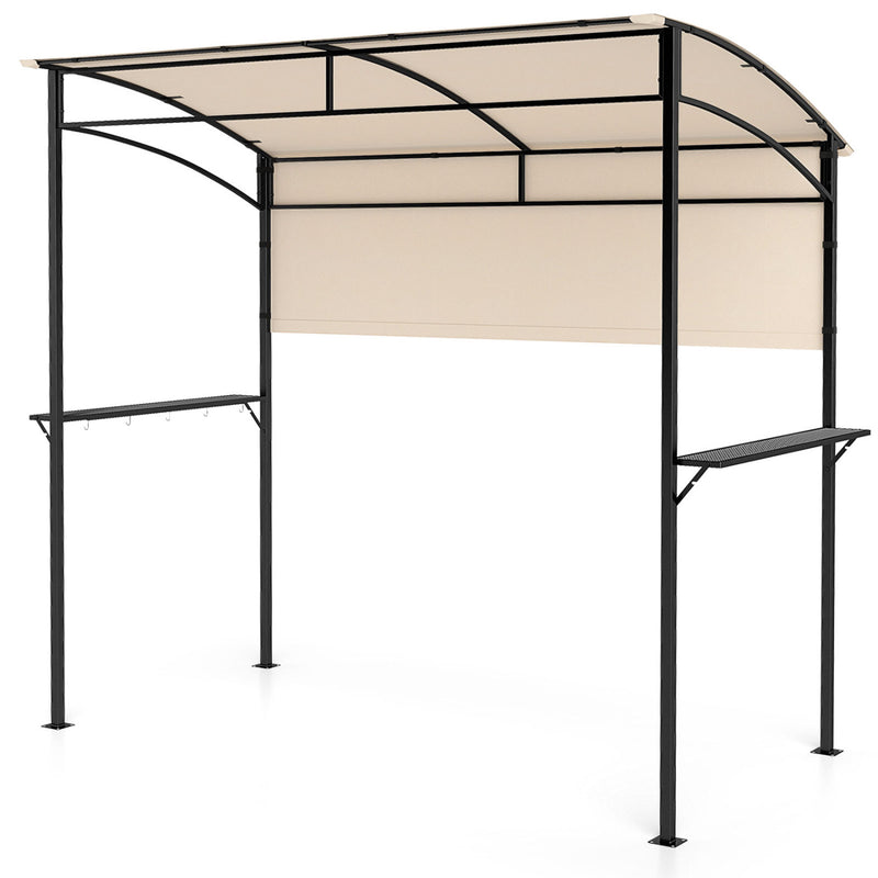 Costway - 7.8 x 4.4 FT Outdoor Patio BBQ Canopy with Metal Shelves and Bottle Openers-Beige