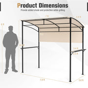 Costway - 7.8 x 4.4 FT Outdoor Patio BBQ Canopy with Metal Shelves and Bottle Openers-Beige