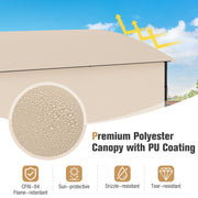 Costway - 7.8 x 4.4 FT Outdoor Patio BBQ Canopy with Metal Shelves and Bottle Openers-Beige