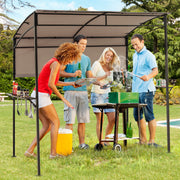Costway - 7.8 x 4.4 FT Outdoor Patio BBQ Canopy with Metal Shelves and Bottle Openers-Brown